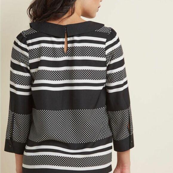 Modcloth Black and White Peter Pan Collar Blouse Top - Picture 9 of 9